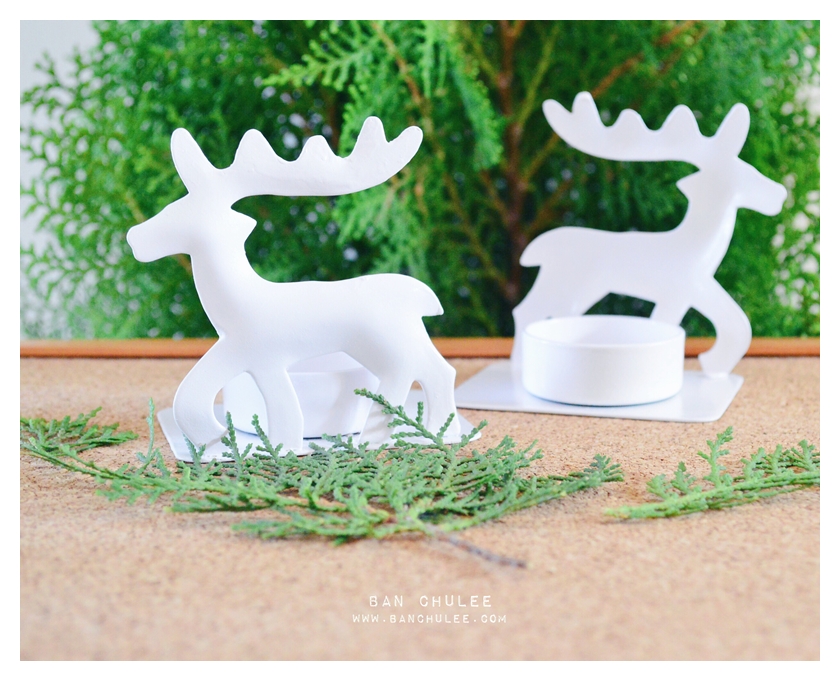 White Reindeer Candle Holders เชิงเทียนกวางสีขาว