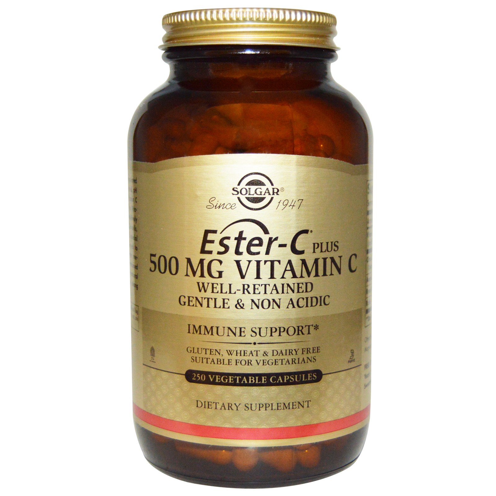 Solgar, Ester-C Plus 500 mg vitamin C ,250 Veggie Caps เพิ่มภูมิต้านทาน ป้องกันหวัด และช่วยให้ผิวกระจ่างใส