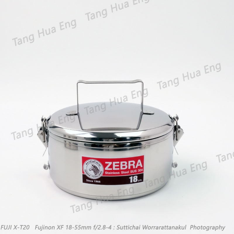 zebra ปิ่นโตสเตนเลส 18 ซม. 3 ชั้น ( 18x3 ) Lock ตราหัวม้าลาย