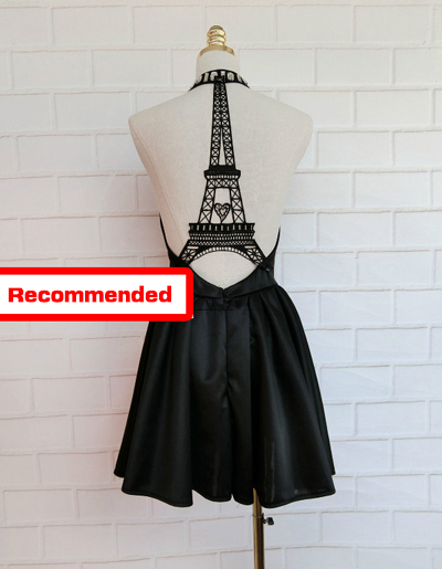 ชุดเดรสแนวเซ็กซี่โชว์หลัง ถักรูปหอไอเฟล รหัส 1743