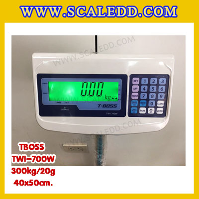 เครื่องชั่งน้ำหนัก300กิโลกรัม เครื่องชั่งน้ำหนัก300กิโล เครื่องชั่งดิจิตอล300kg เครื่องชั่งตั้งพื้น ตาชั่ง300kg ความละเอียด20g ขนาดแท่นชั่ง40*50cm ยี่ห้อ TBOSS รุ่น TWI-700W (เครื่องชั่งผ่านตรวจรับรองจากสำนักชั่งตวงวัด)
