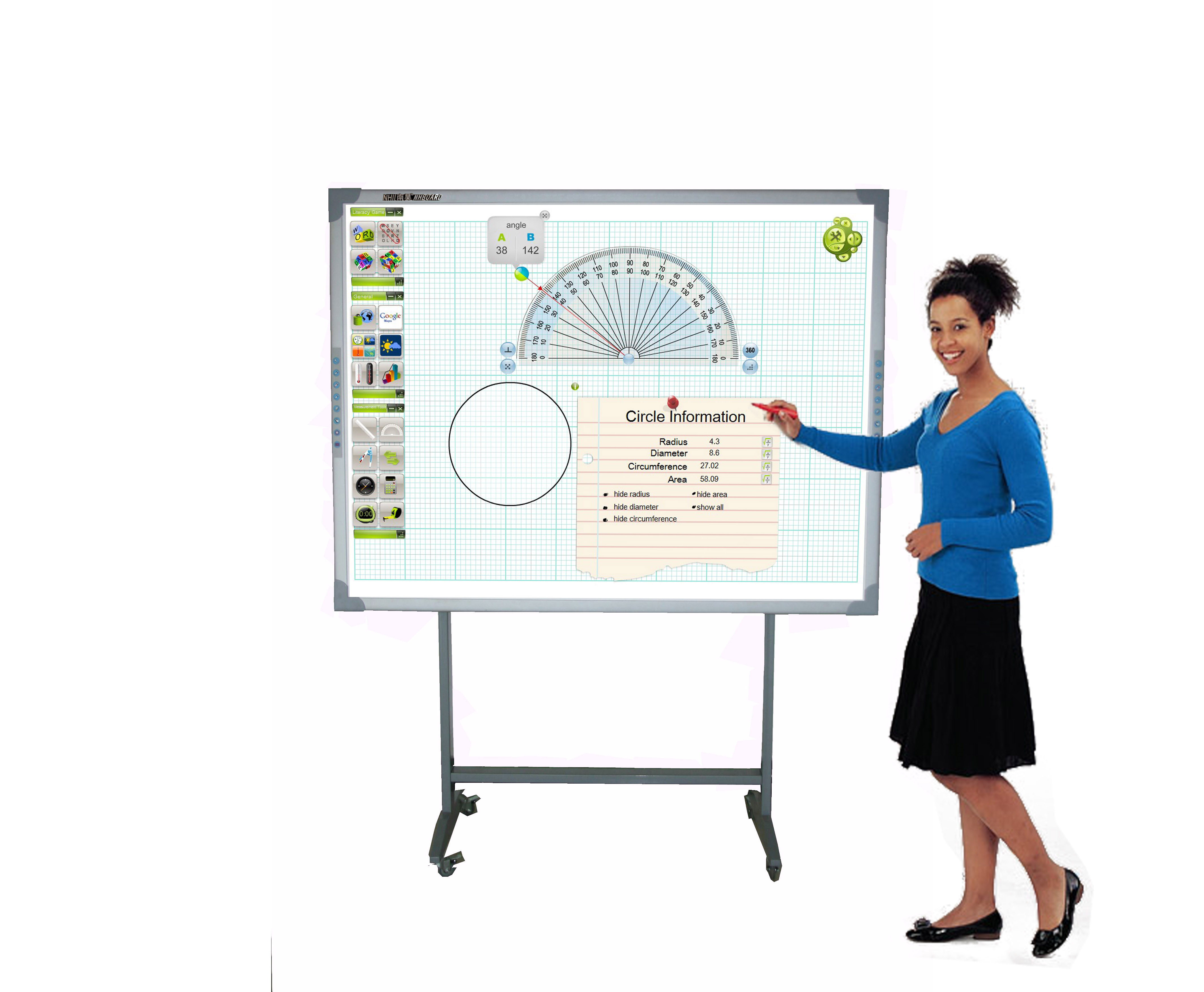 Razr Interactive Board i-Board-i80Qs (Slim Frame) กระดานอัจฉริยะ ใช้งานสะดวกด้วยระบบปากกาอัฉริยะ และคุณสมบัตินิ้วสัมผัสโดยสามารถใช้ งานได้พร้อมกัน 4 คน เชื่อมต่อกับ เครื่องคอมพิวเตอร์ด้วยสาย USB