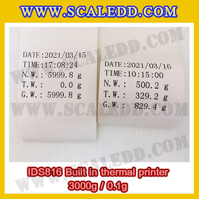 เครื่องชั่งดิจิตอล พิกัดน้ำหนัก 3kg Built-in thermal printer ยี่ห้อ SDS รุ่น IDS816 ค่าละเอียด 0.1g