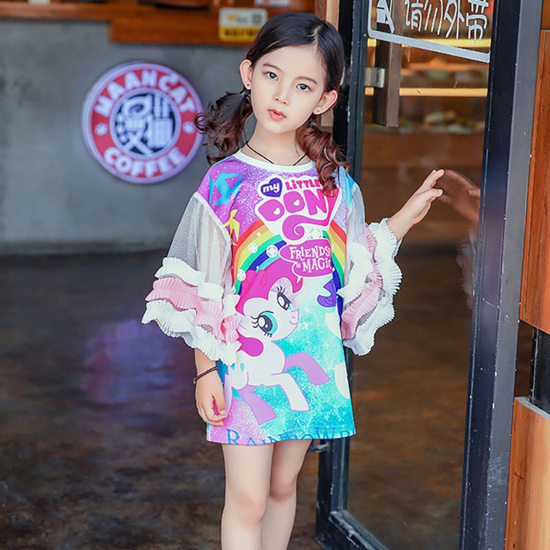 เดรสม้าโพนี่ แขนระบายสีฟ้า