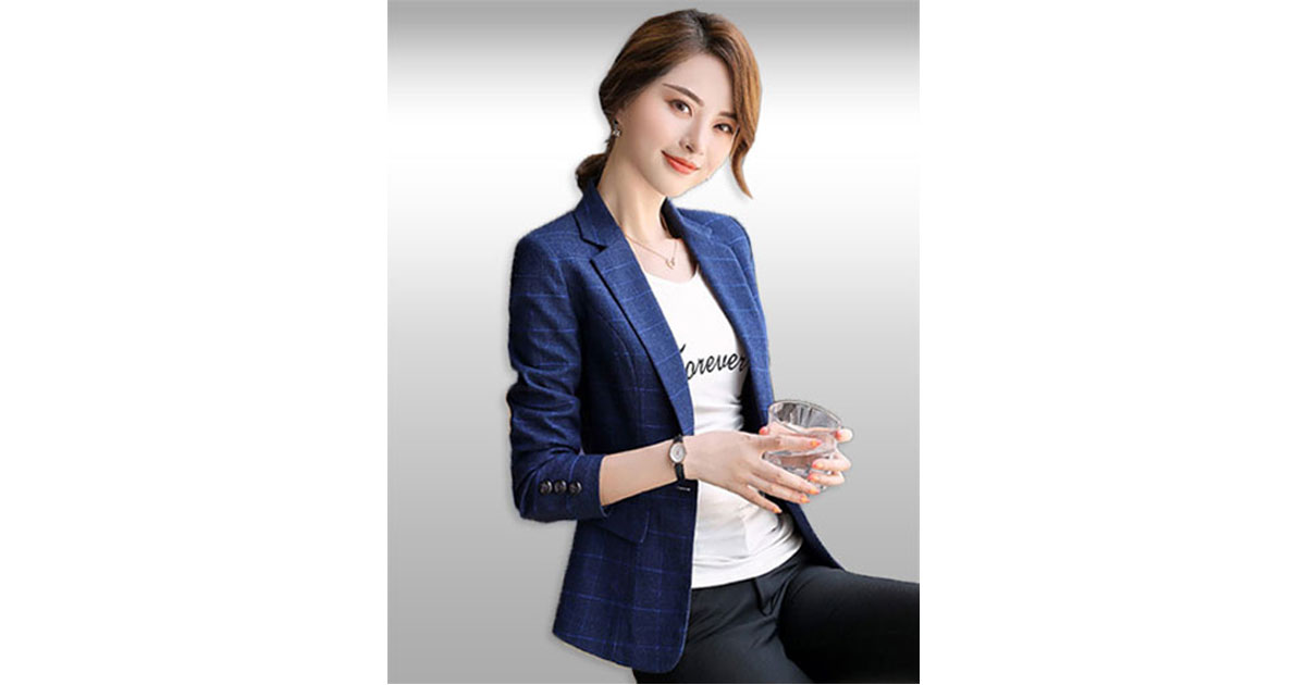 เสื้อสูทผู้หญิงแขนยาวสีน้ำเงินแบบสวยหรู มี 7 ไซส รหัส2291