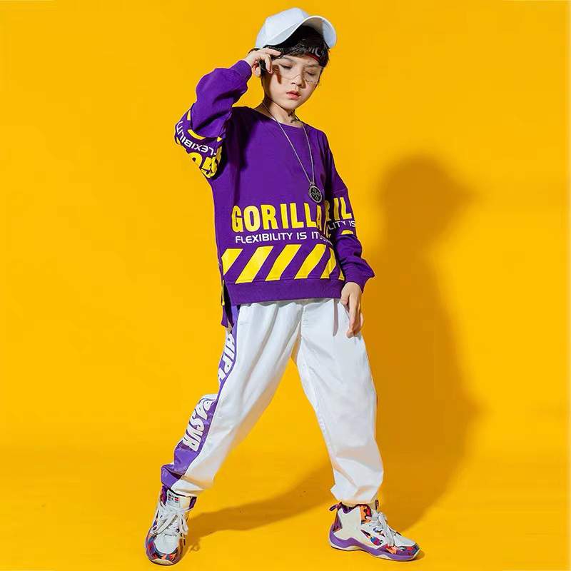 พร้อมส่ง ชุดเต้น ชุดแดนซ์ เซ็ตสีม่วง-ขาว