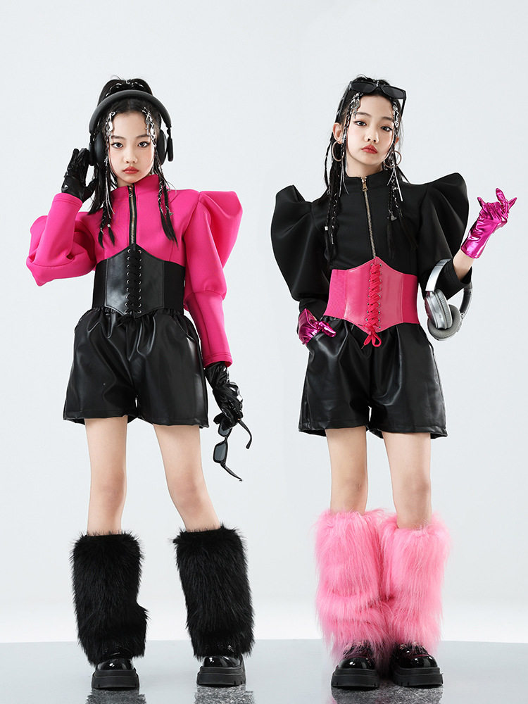 Friendly4kid พร้อมส่ง***ชุดเต้น set เสื้อ+กระโปรง สไตล์แจสแดนซ์