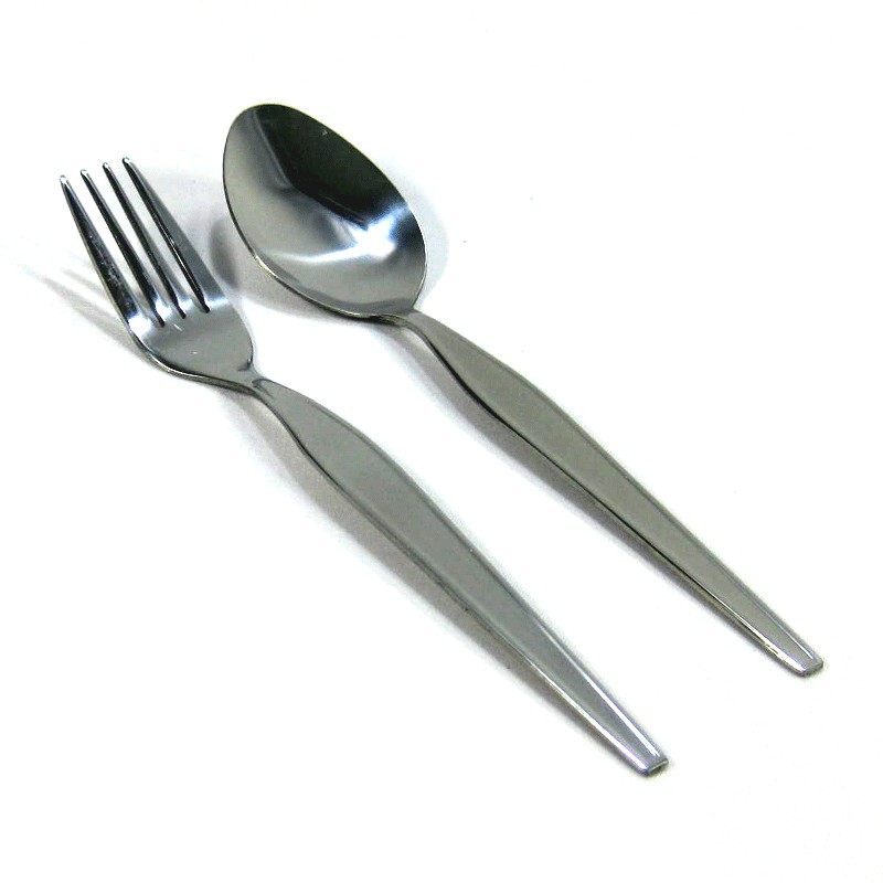 ( 1 โหล ) ช้อนคาว + ส้อมคาว ลายขอบตั้ง ตราจากัวร์ 707/10