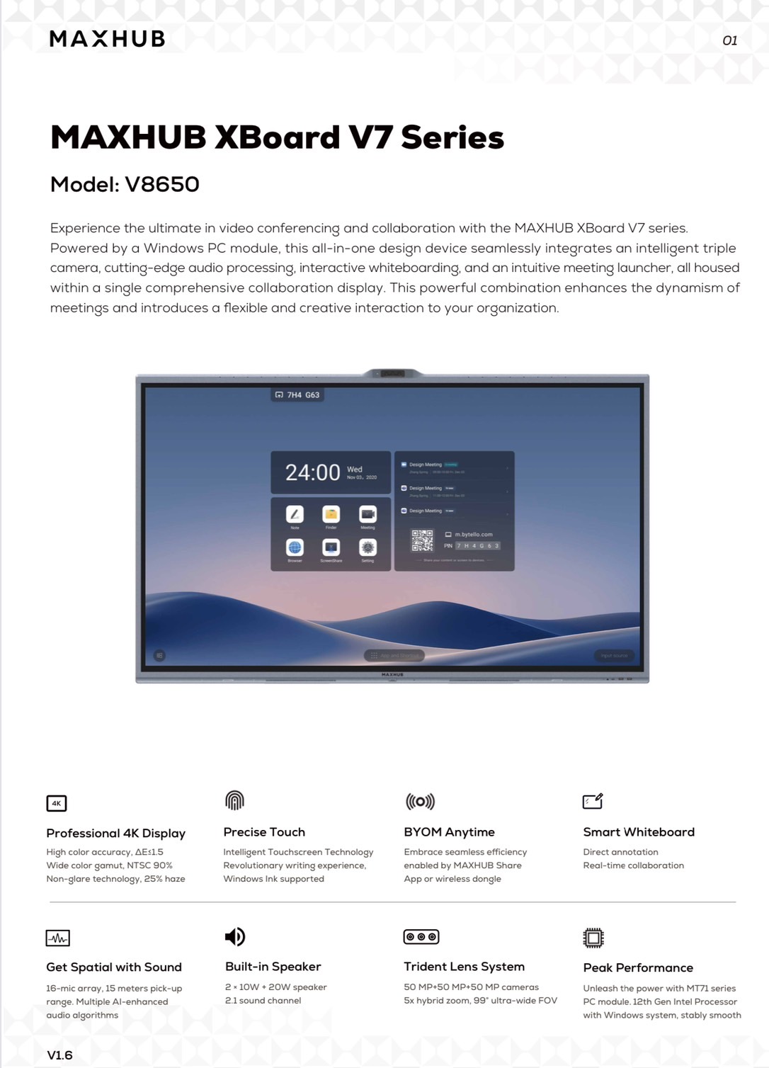 MAXHUB IFP V8650 XBoard V7 Series (86" / 4K)