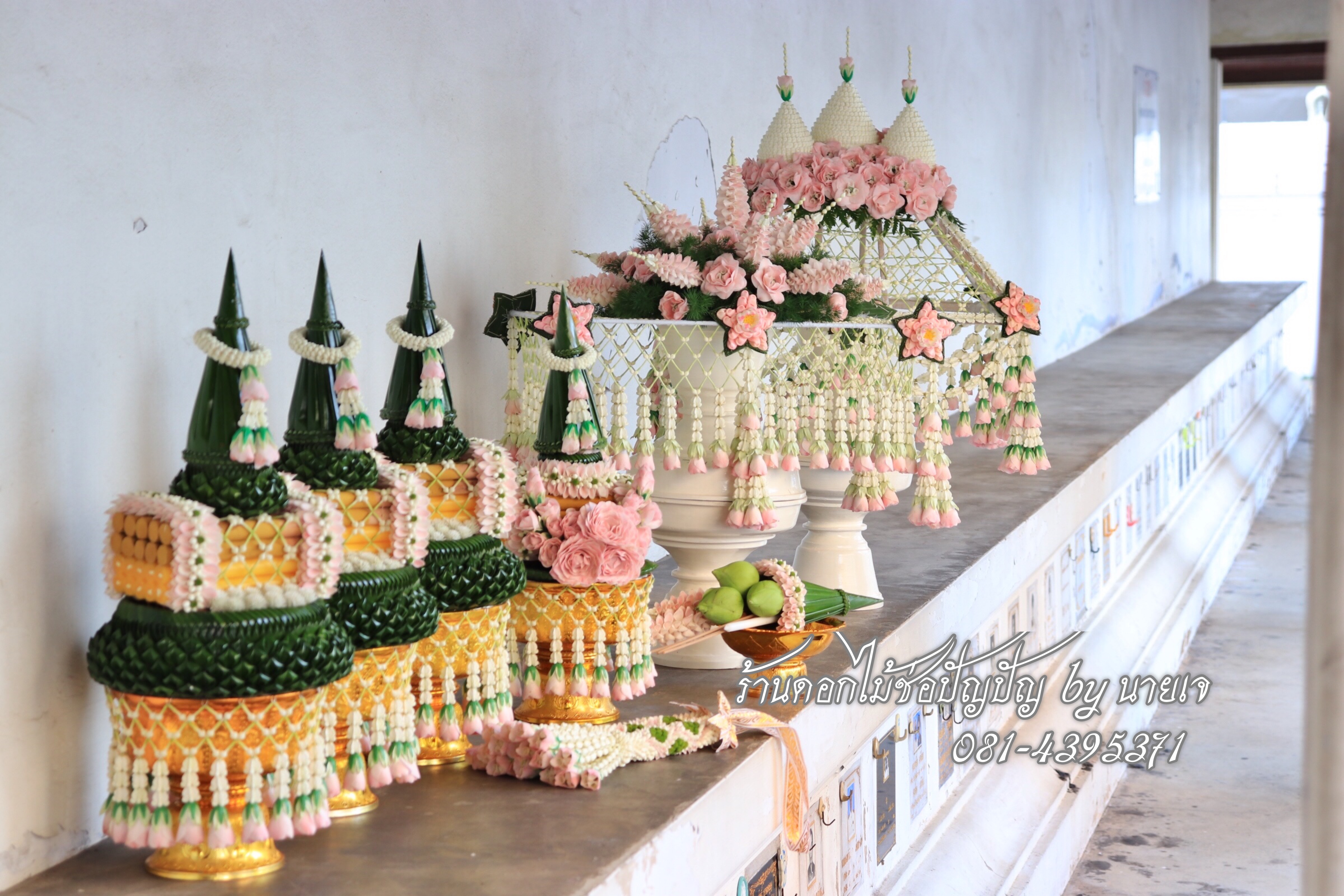 ชุดเครื่องบวชดอกไม้สด ชุดC7 24พย.61 วัดสระเกศฯ