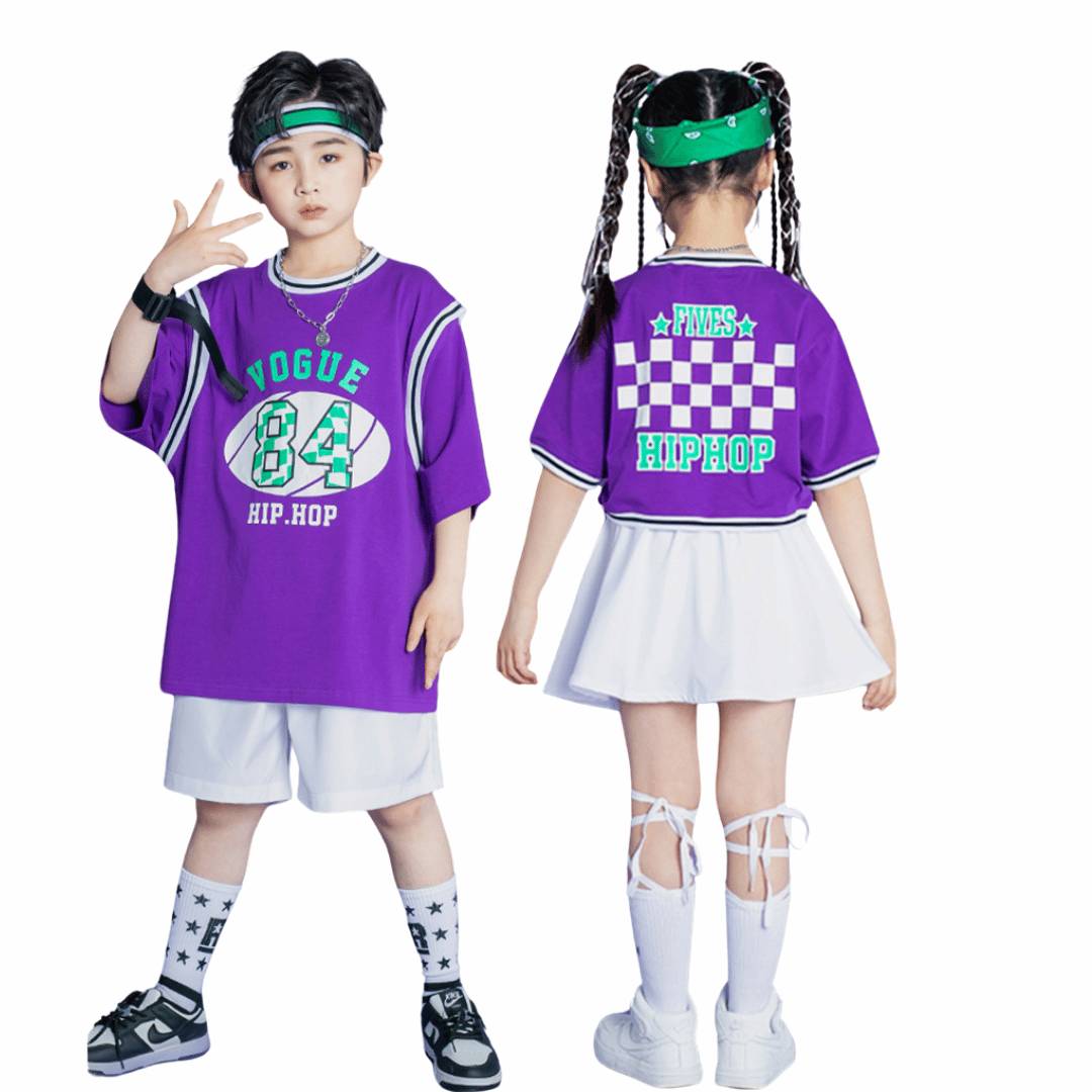 ชุดเต้น Coverdance เซ็ตชายหญิงลาย หมากรุก เขียวม่วง