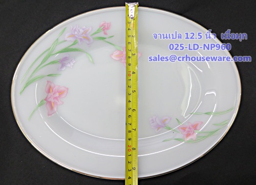 จานเปลเนื้อมุก 12.5 นิ้ว ลายโนเบิ้ลพิ้ง 025-LD-NP960 Noble Pink Dinner