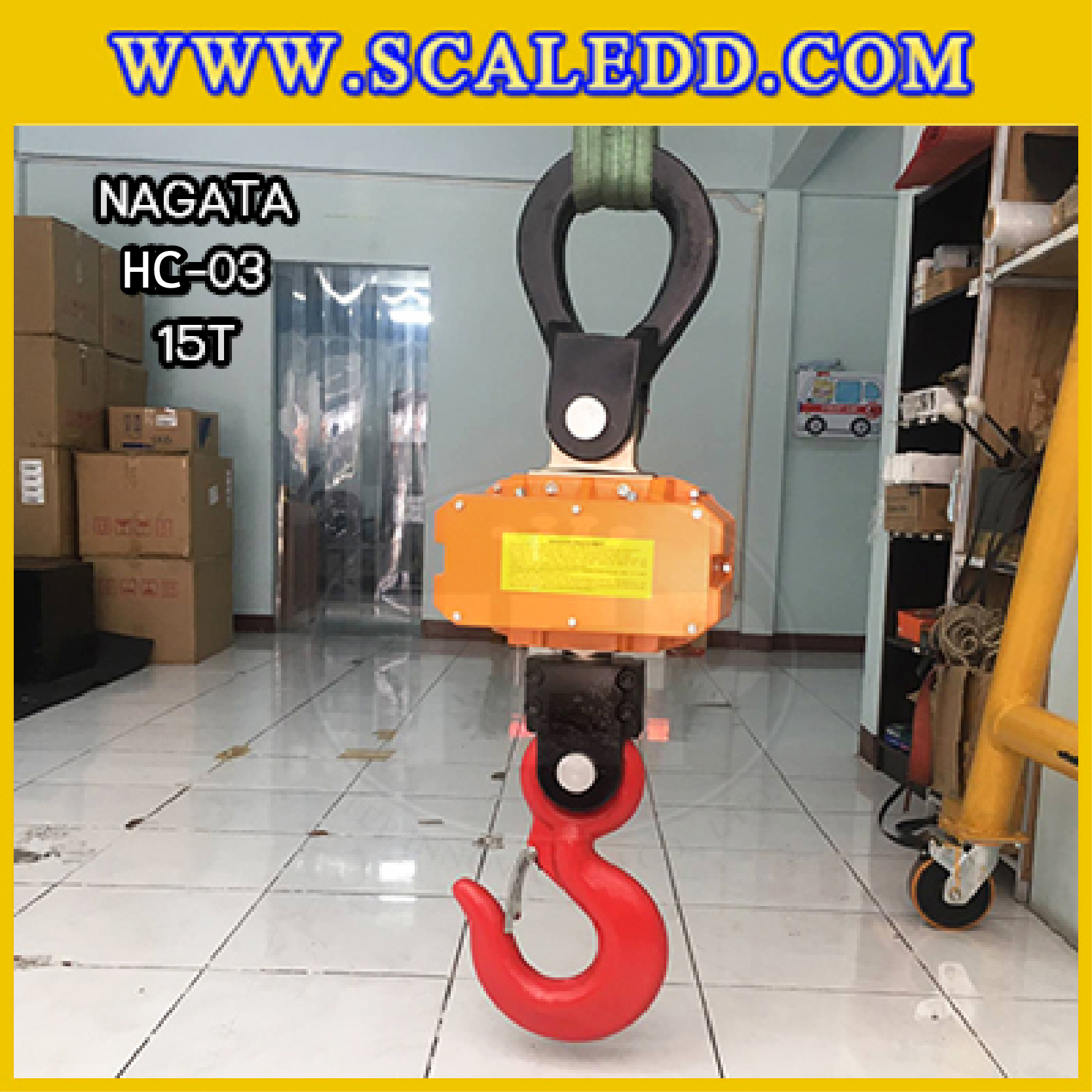 เครื่องชั่งแขวน15ตัน เครื่องชั่งแขวนดิจิตอล15ตัน เครื่องชั่งดิจิตอลแบบแขวน ตาชั่งแขวน15ตัน พิกัดน้ำหนัก 15ตัน ความละเอียด 5 กิโลกรัม ยี่ห้อ NAGATA รุ่น HC-03 (เครื่องชั่งผ่านตรวจรับรองจากสำนักชั่งตวงวัด)