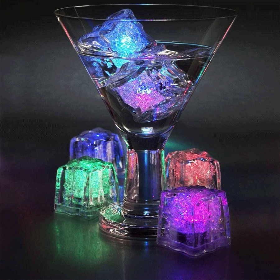 น้ำแข็งเทียมพร้อมไฟ LED สีเดียว ( LED ICE CUBE SINGLE COLOR ) ( 12 ชิ้น )