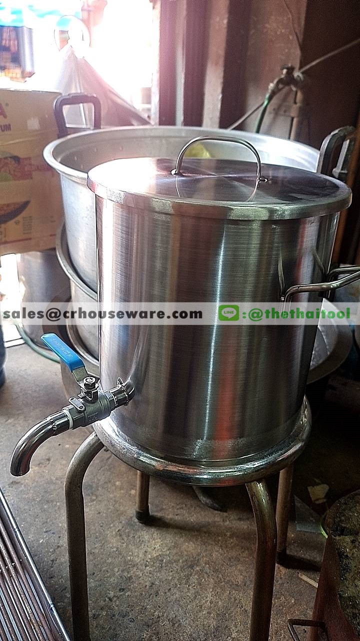 หม้อสตูว์สแตนเลสพร้อมติดก็อก 005-ST-2830,หม้อซุปมิโซะมีก๊อก,หม้อซุปร้านชาบู,หม้อมีก๊อกวางบนเตาไฟฟ้า