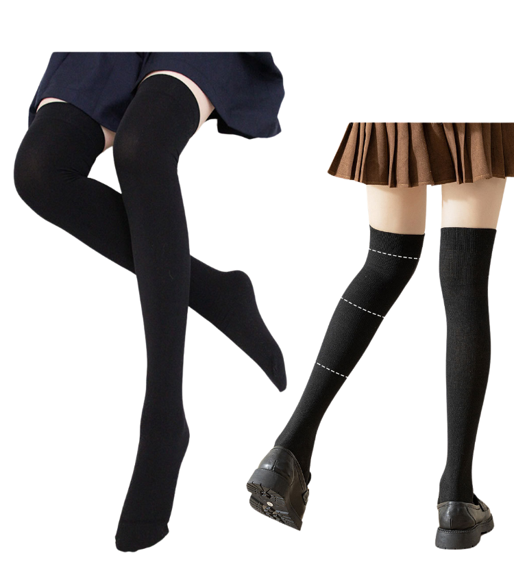 ถุงเท้ายาว แนวสปอร์ต สีพื้น ลายริ้ว เด็กโต-ผู้ใหญ่