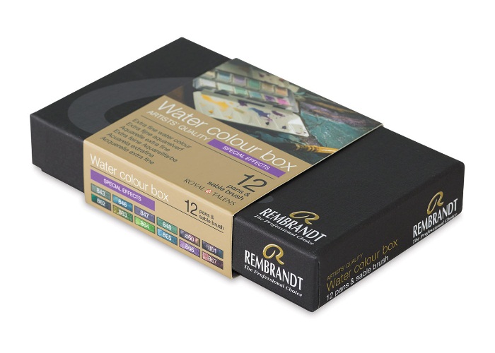 ชุดสีน้ำกล่องโลหะ Rembrandt 12สี พร้อมพู่กัน (Special Effects)