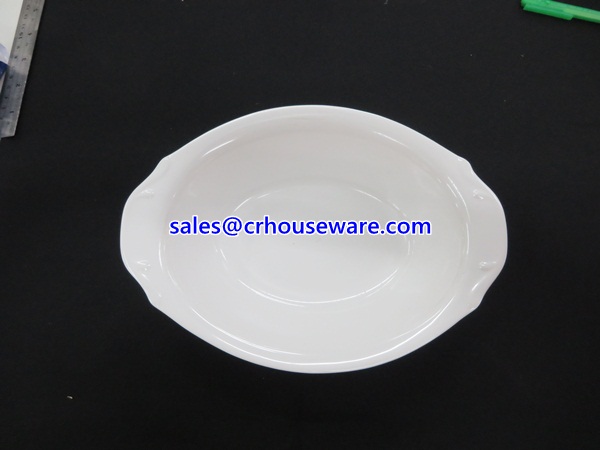 Serving Bowl ชามเปล รูปไข่มีขอบจับด้านข้าง,Oval shaped crib bowl with side handles