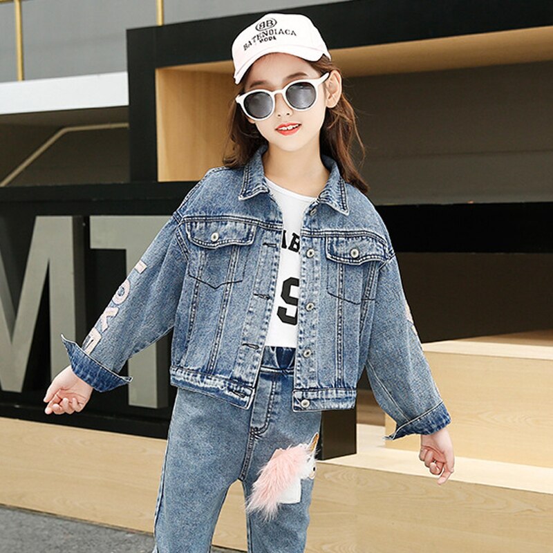 F-กันหนาว:เสื้อแจ็คเก็ตยีนส์+กางเกง ยูนิคอน