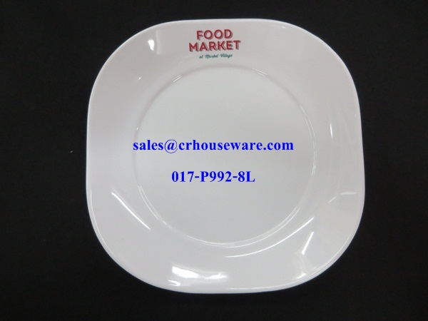 จานสี่เหลี่ยมมุมมน 8 นิ้ว 017-P992-8L,Square plate round 8 inches