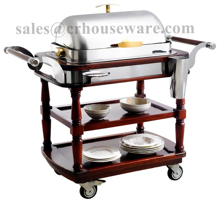 รถเข็นชุดอ่างอุ่นอาหาร Chafing dish Trolley 005-110-000-3-64,chafing trolley ອາຫານ,chafing dish troli,chafing món ăn xe đẩy,chafing រទេះម្ហូប,รถเข็นอ่างอุ่นอาหารVIP,อ่างอุ่นอาหารพร้อมรถเข็นเตรียมเสริฟVip