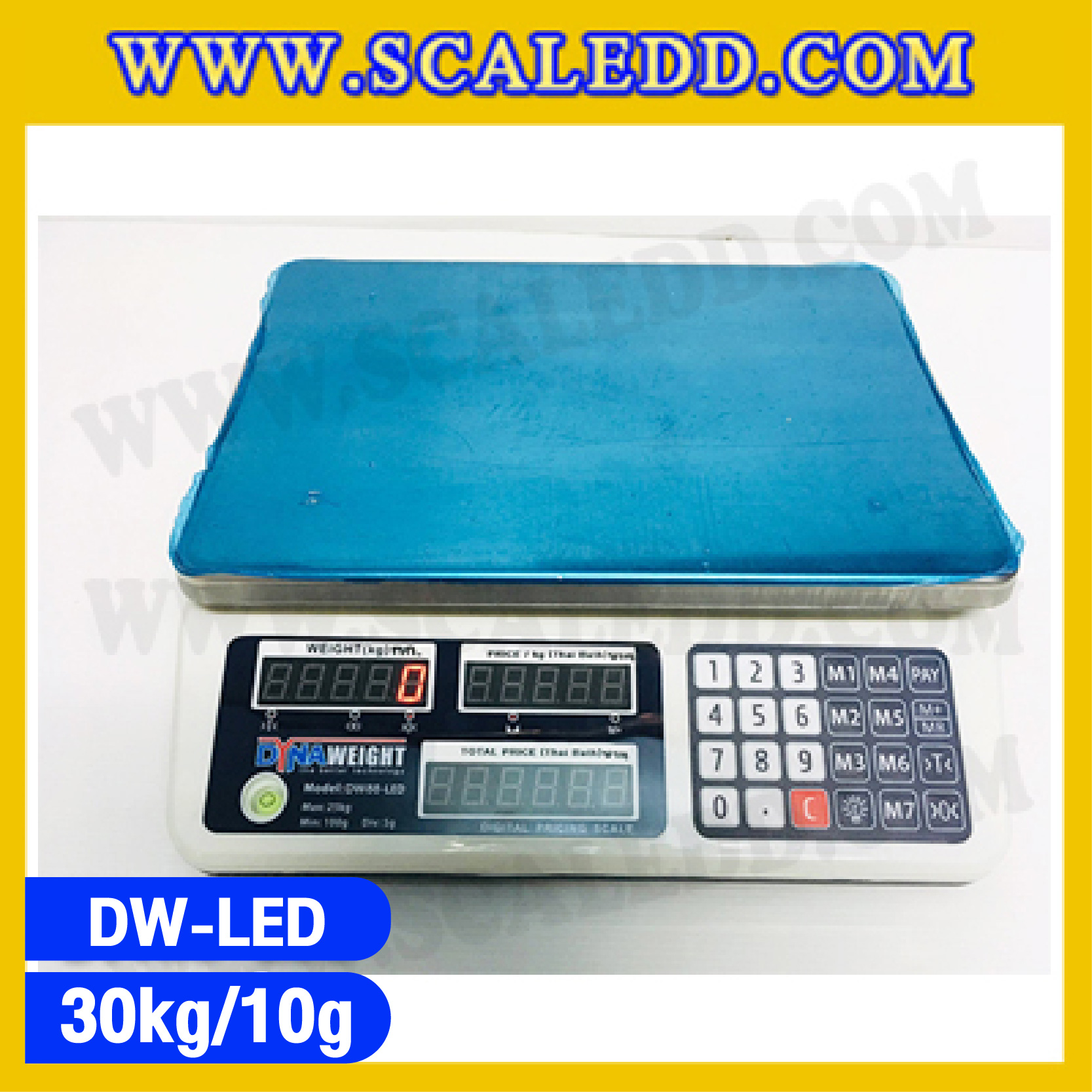 เครื่องชั่งคำนวณราคา30กิโลกรัม เครื่องชั่งดิจิตอล30kg Pricing Scale เครื่องชั่ง30kg ความละเอียด10g ตาชั่ง30กิโล เครื่องชั่งยี่ห้อ DYNAWEIGHT รุ่นDW88 (ผ่านตรวจรับรองจากสำนักงานกลางชั่งตวงวัด)