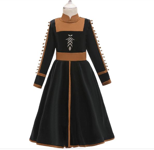 เดรสเจ้าหญิง โฟเซ่น เดรสสีน้ำตาล พร้อมเลกกิ้งและผ้าคลุม