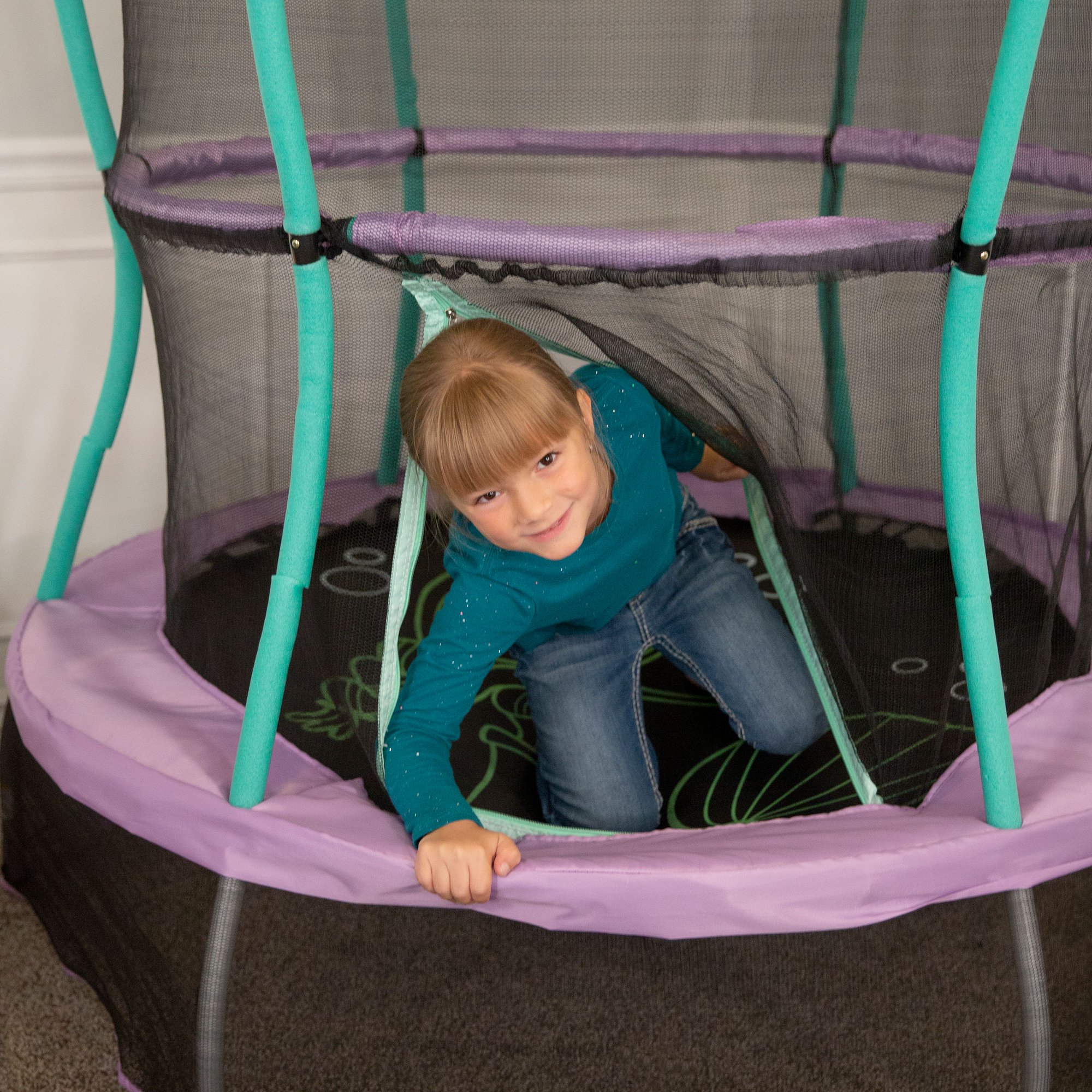 แทรมโพลีน Skywalker Trampolines 55-Inch Bounce-N-Learn Trampoline, with Enclosure and Sound, Magic Mermaid ขนาด 55 นิ้ว ลายนางเงือก