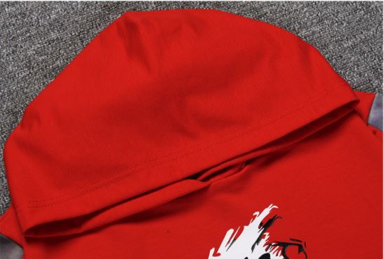 ชุดฮิปฮอปแขนยาวสีดำ-แดง แต่งกระเป๋าหน้า