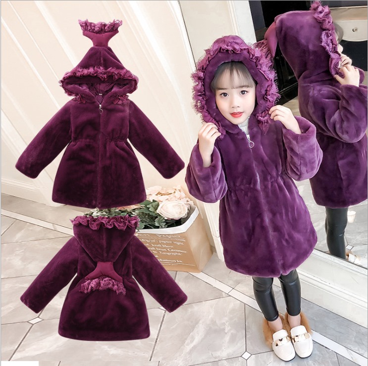 กันหนาว: เสื้อกันหนาวเด็ก กำมะหยี่ สีชมพู,สีม่วง