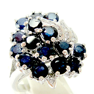 แหวนเงินแท้ราคาถูกชุบทองคำขาว ไพลินแท้ 5.25 กะรัต เพชรCZ 0.12 กะรัต งานประณีตสวยงาม สั่งผลิตค่ะ