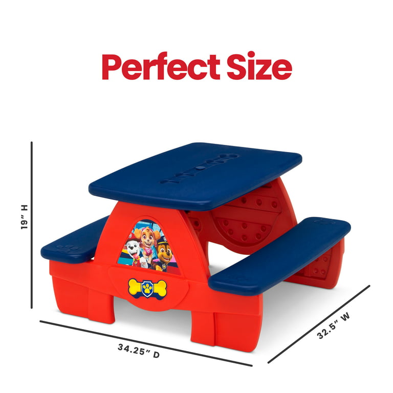 PAW Patrol Picnic Table with Block Baseplate & Cupholders