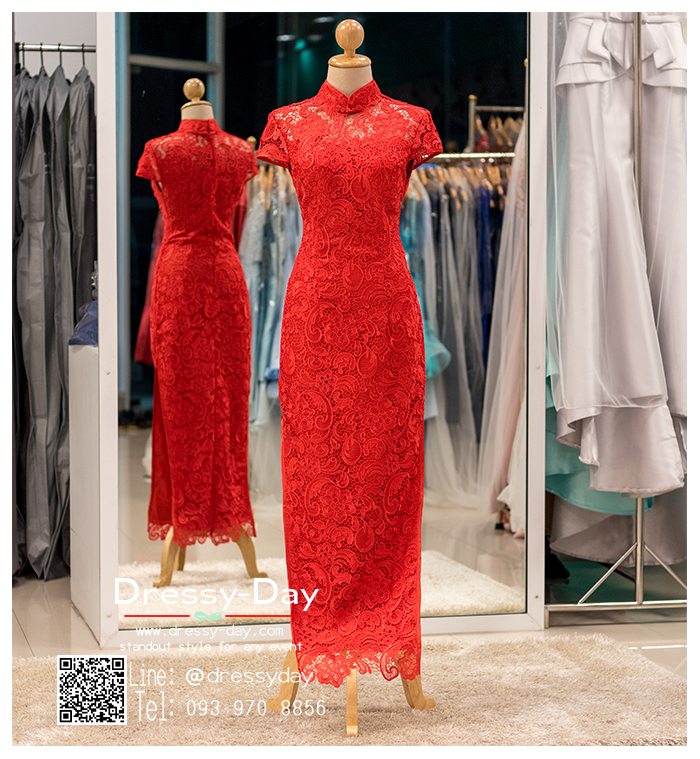 รหัส ชุดกี่เพ้า : KPL034 ชุดกี่เพ้าแบบยาว ผ้าลูกไม้เนื้อดีทั้งชุด สีแดง สวย หรู และสง่ามากๆ เจ้าสาวที่มองหา ชุดกี่เพ้าประยุกต์ สำหรับใส่ในพิธียกน้ำชา ชุดส่งตัว ถ่ายพรีเวดดิ้ง ชุดแต่งงานตามธรรมเนียมจีน แนะนำคะ สวยมาก
