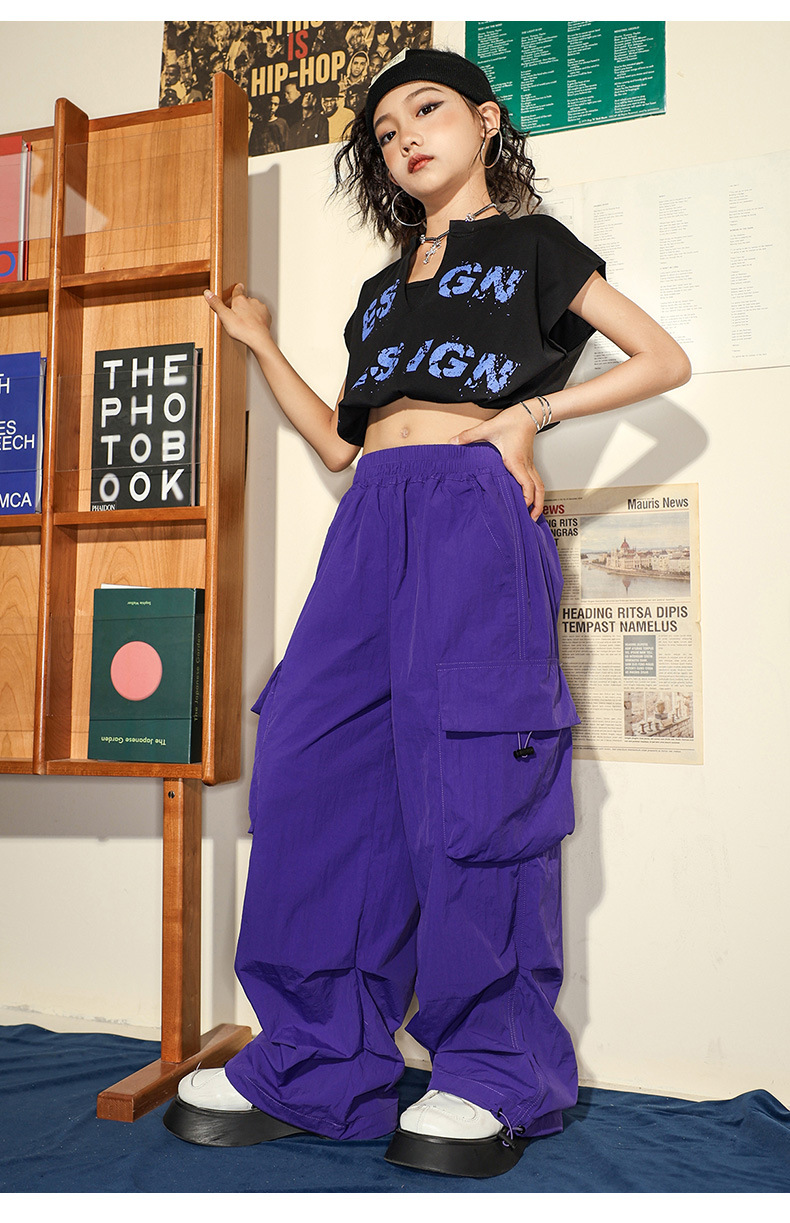 friendly4kid ชุดเต้น ชุดเชียร์ เสื้อแขนกุด+กางเกงคาร์โก้เหลือง เสื้อแยก