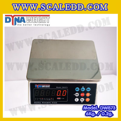 เครื่องชั่งดิจิตอล พิกัดน้ำหนัก 6kg ค่าละเอียด 0.2g ยี่ห้อ Dynaweight รุ่น DW873