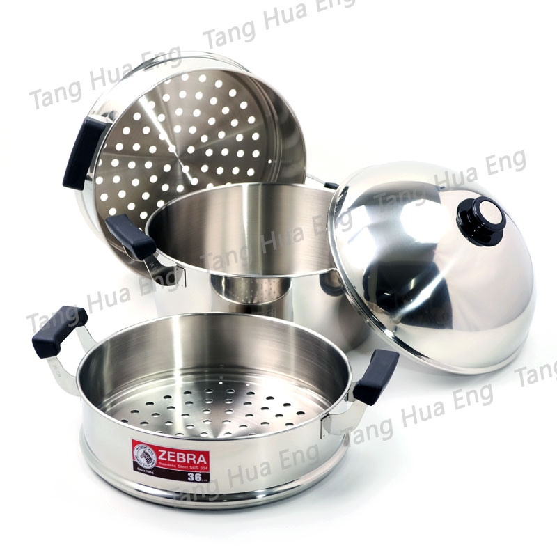 Zebra ซึ้งสเตนเลสชุด 4 ชิ้น 36 ซม. ตราหัวม้าลาย ( หม้อนึ่ง )