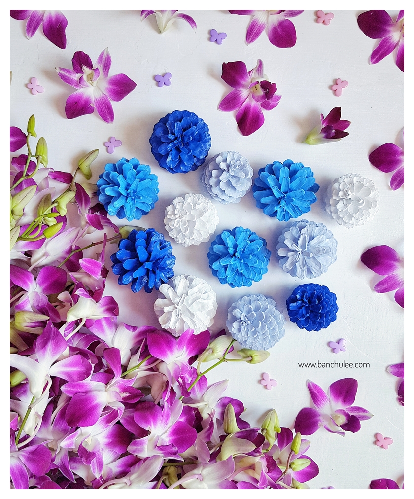 Painted Pine Cone ลูกสนธรรมชาติ ทาสีอะครีลิคสำหรับงานไม้
