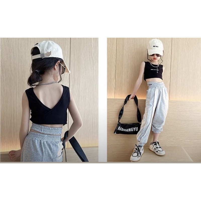 ชุดเต้น ชุด cover dance เสื้อคอวี+กางเกงขายาว