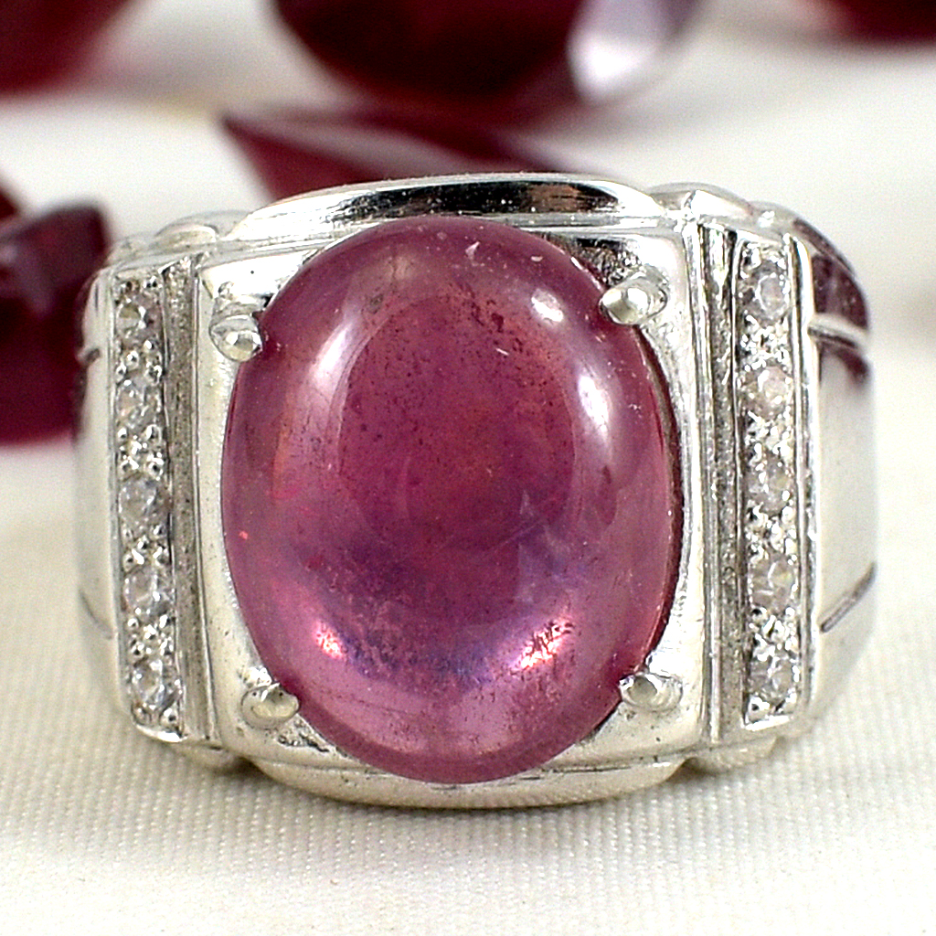 แหวนเงินแท้ราคาถูกชุบทองคำขาว พลอยแท้ทับทิม 9.10 กะรัต เพชรCZ 0.25 กะรัต งานประณีตสวยงาม สั่งผลิตค่ะ