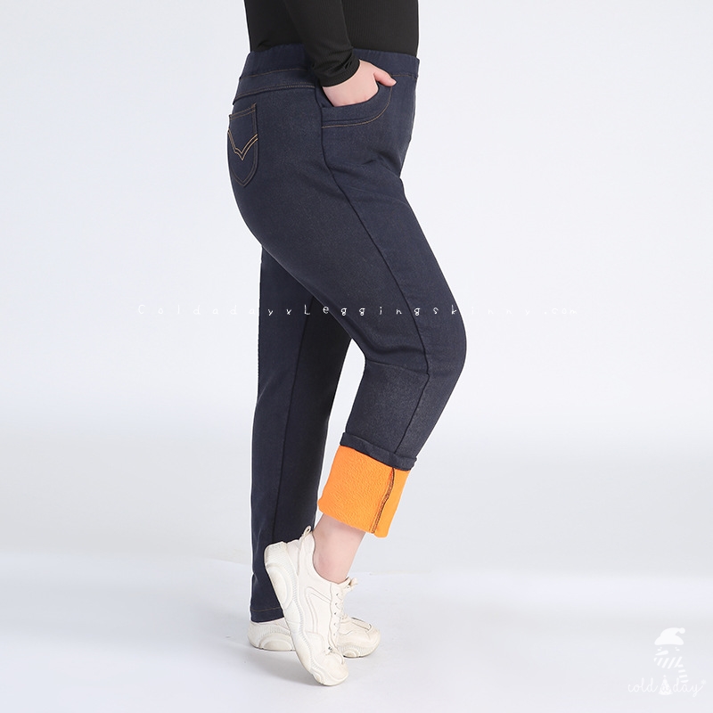 กางเกงยีนส์กันหนาว มีขนสัตว์ สำหรับสาวอ้วน สาวอวบ ไซส์ใหญ่ 2XL-9XL