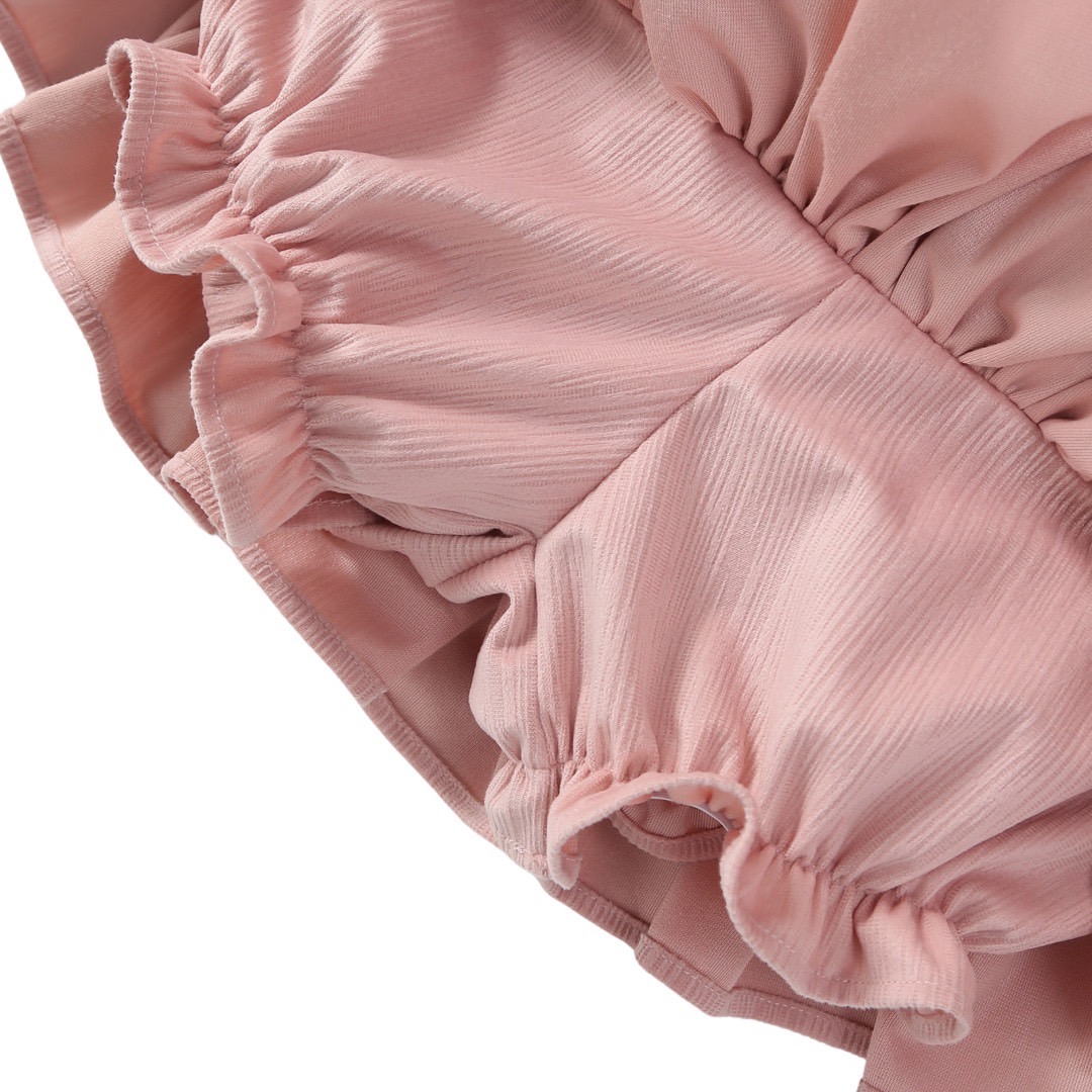 กระโปรง เด็กผู้หญิง ทรงขนมชั้น สีพื้น มีซับระบายชั้นติดโบว์