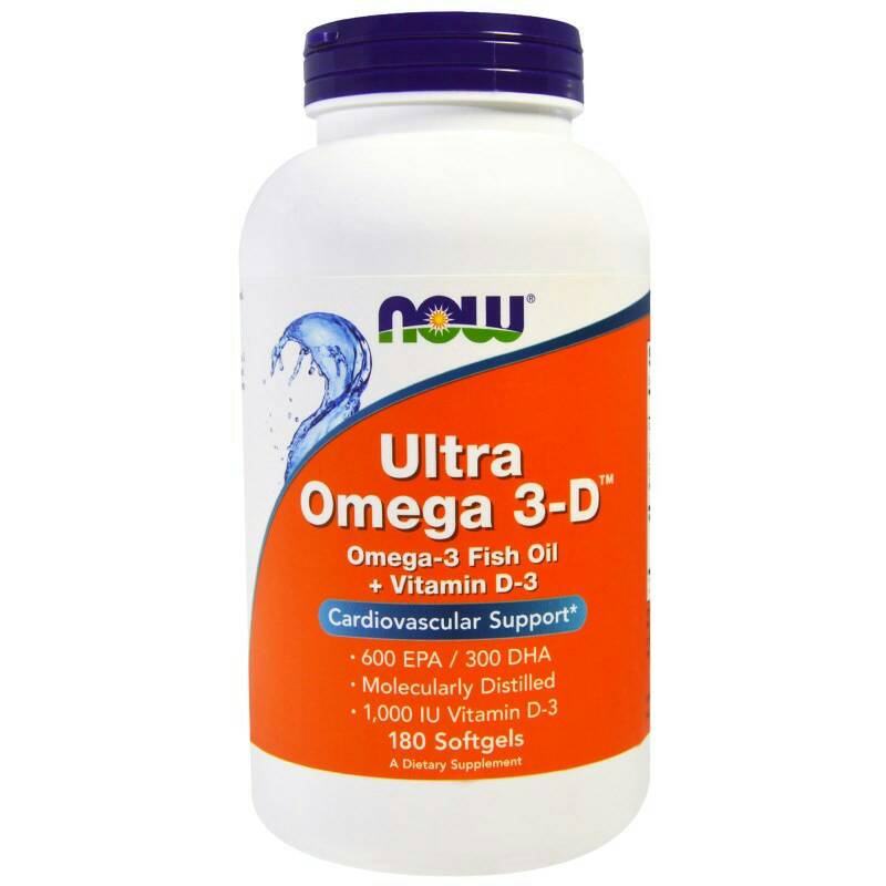 Now Foods, Ultra Omega 3-D, 600 EPA/300 DHA,180 softgels (สูตรเข้มข้น เพิ่ม vitamin D3) ช่วยลดระดับไตรกลีเซอไรด์ ช่วยบำรุงประสาทและสมอง