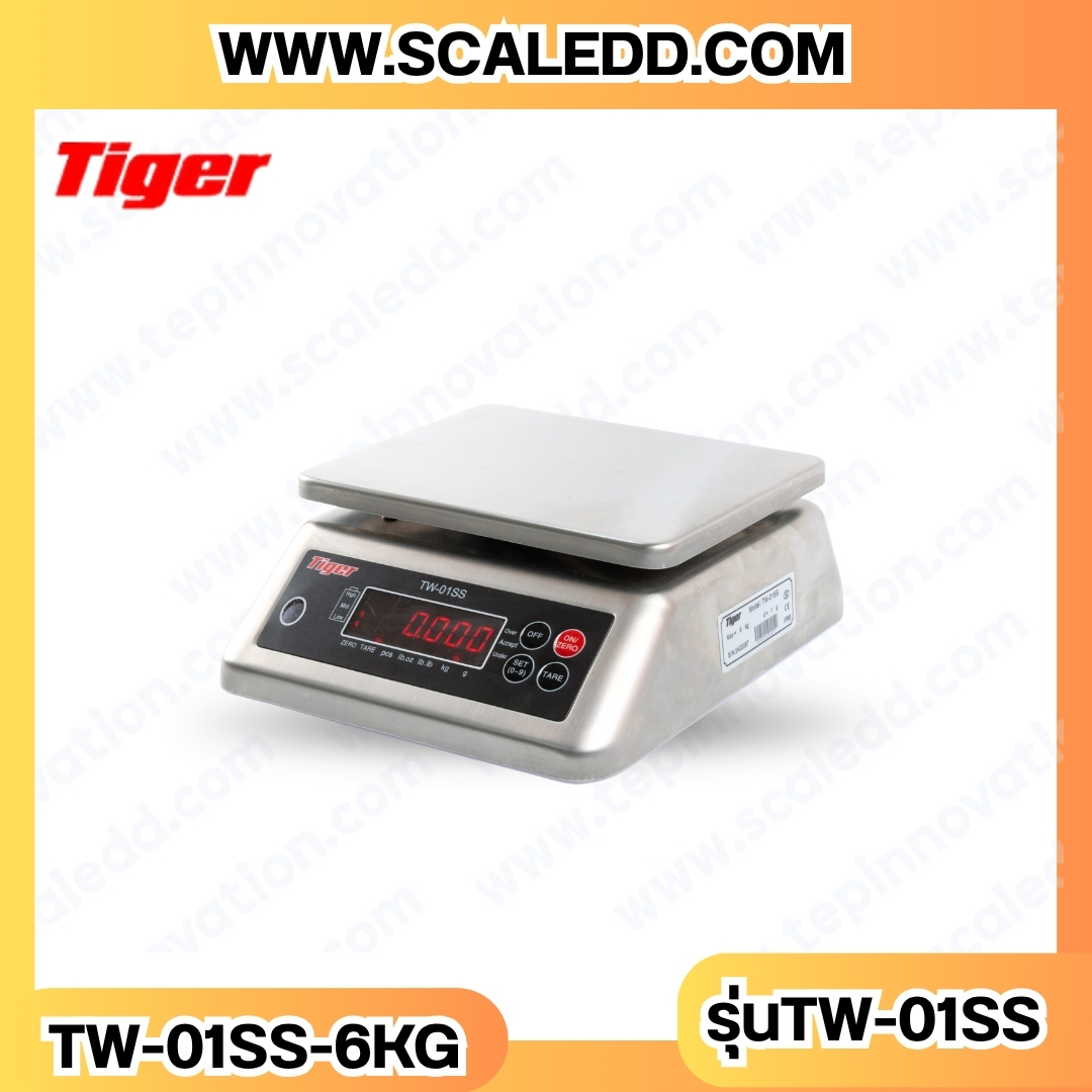เครื่องชั่งกันน้ำ6kg รุ่น TW-01SS ตาชั่งกันน้ำ6kg เครื่องชั่งดิจิตอลกันน้ำ6kg พิกัด 6kg ความละเอียด 1g Waterproof Digital Scale ยี่ห้อ Tiger รุ่น TW-01SS