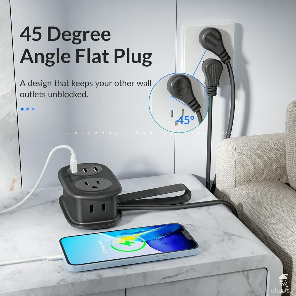 5 in 1 Travel Power Strip with USB port ปลั๊ก 3 ตา แบบพกพา