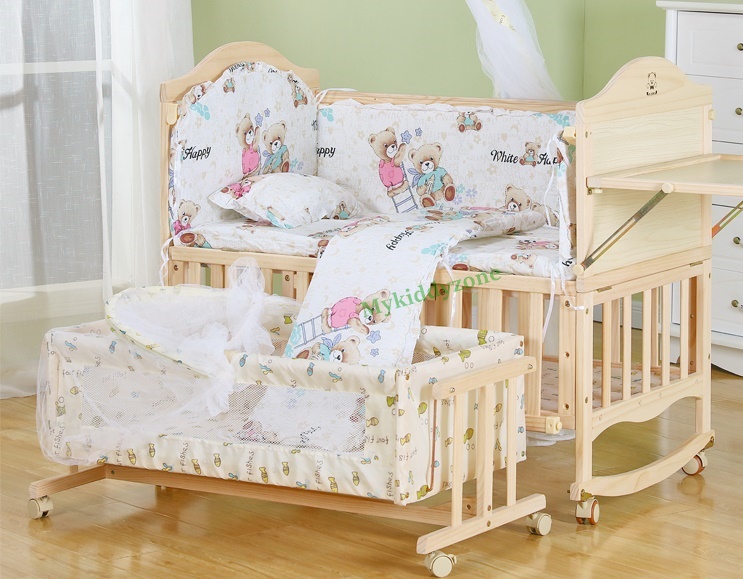 เตียงนอนไม้สำหรับเด็ก สามารถปรับเปลไกว ปรับเป็นโต๊ะเฟอร์นิเจอร์ได้ TB10106 (W1)