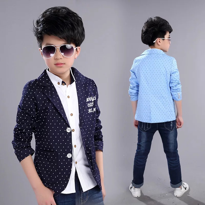 สินค้าพร้อมส่ง เสื้อคลุม แจ็คเก็ต เสื้อสูทเด็ก สีฟ้า สีกรม