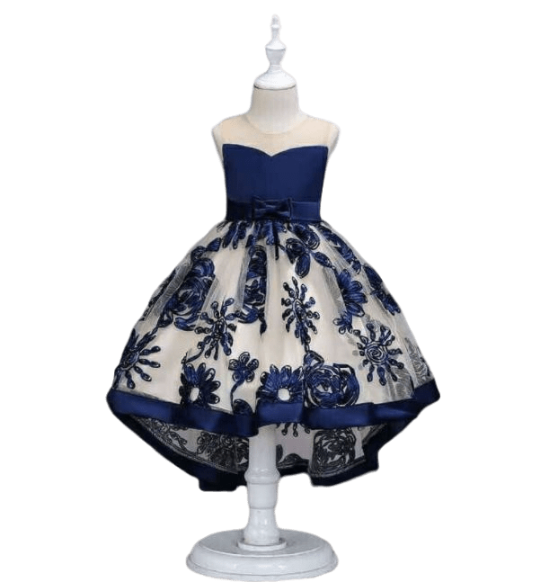 ชุดออกงานเด็ก ชุดราตรี ปักดอกไม้ หางปลา