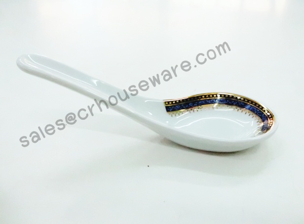 SPOON Code : RPP4014 ช้อนพอร์ซิเลน,จานชามพอร์ซิเลนลายPrecious Blue,จานพอร์ซิเลนลายน้ำเงินขอบทองรับแขกVIP