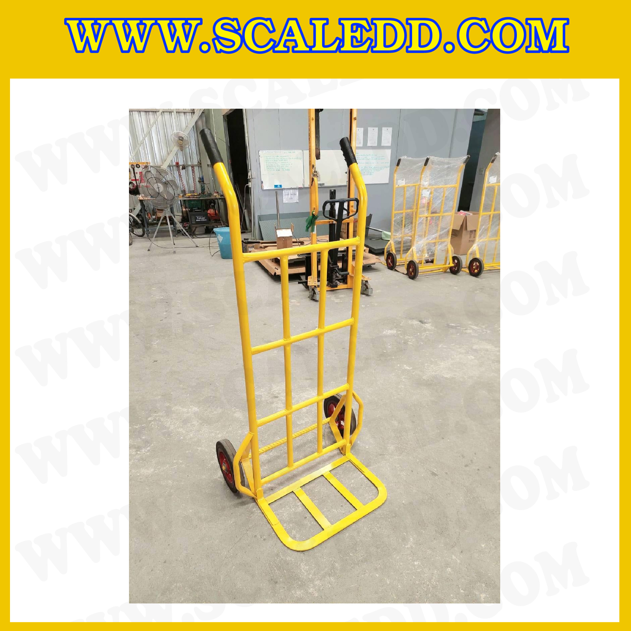 รถเข็นเหล็กสองล้อ แบบตรง รับน้ำหนัก 150 กก. สีเหลือง STX-150 ยี่ห้อ JUMBO รุ่น STX-150
