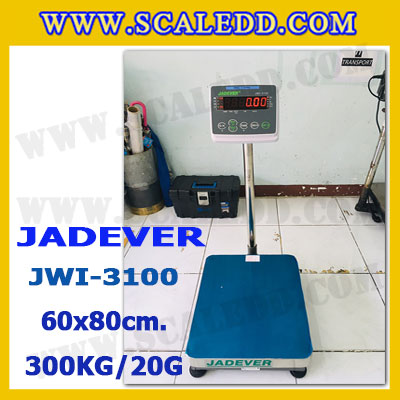เครื่องชั่งดิจิตอลตั้งพื้น 300kg ยี่ห้อ JADEVER รุ่น JWI-3100 II ขนาดแท่น 60x80cm. เครื่องชั่งน้ำหนัก300กิโล เครื่องชั่งดิจิตอลชั่งน้ำหนัก300kg ตาชั่ง300kg ตาชั่งดิจิตอล300kg เครื่องชั่งดิจิตอล300kg พิกัดน้ำหนัก 300kg ค่าละเอียด 20g